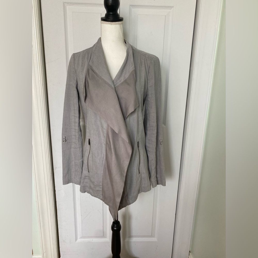 Y2k Pure DKNY Grey Asymmetrical Linen Jacket